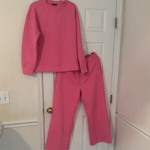 Pink Sweatshirt and Pants Set